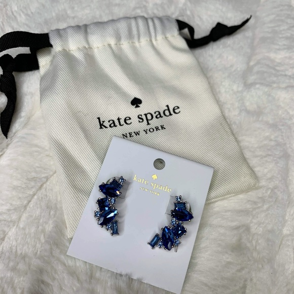 kate spade Jewelry - New Kate Spade Blue Cluster Crawler Earrings
